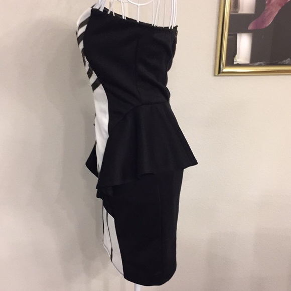 Arden B, Black/white, strapless cocktail dress, M - Picture 2 of 8